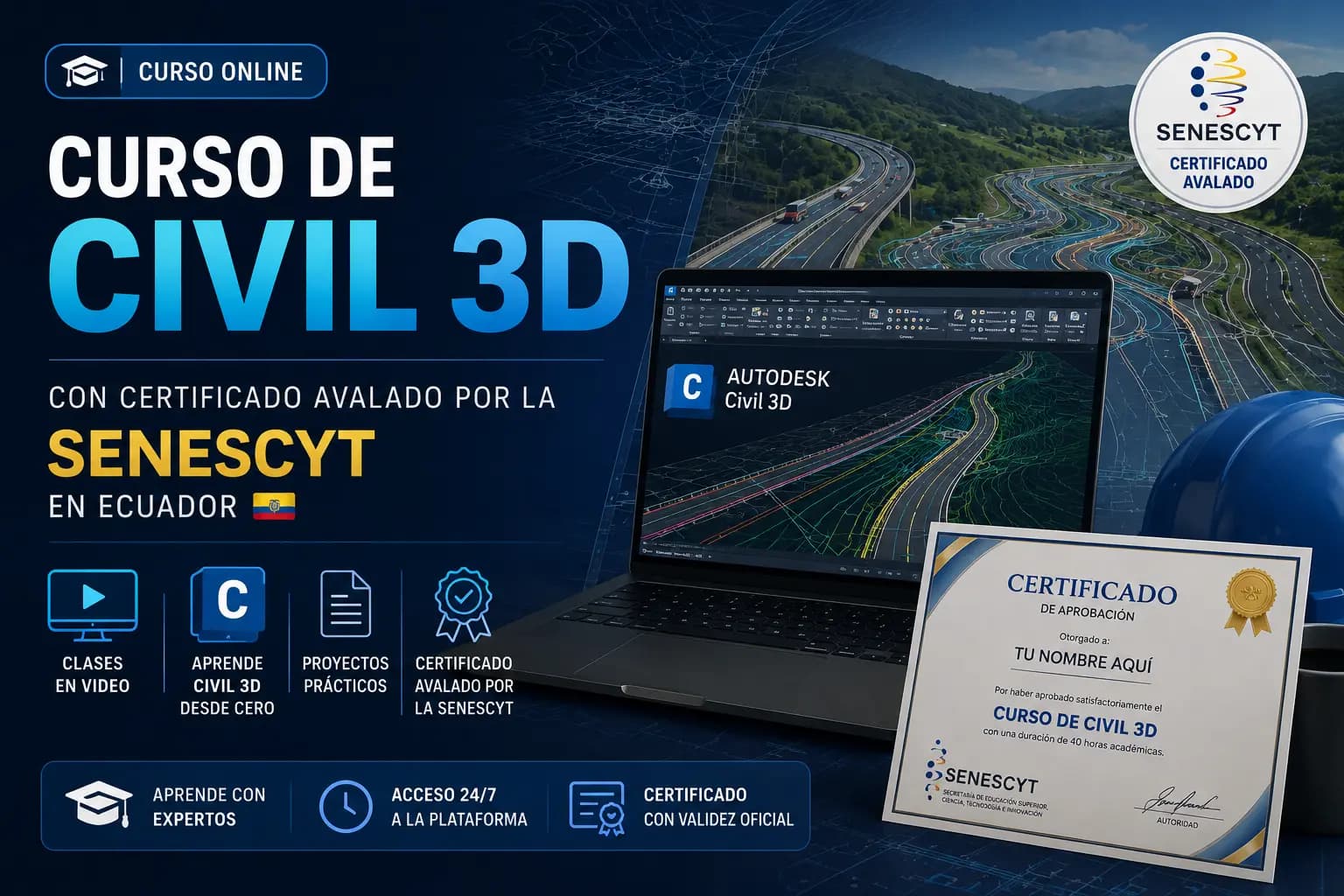Curso de Civil 3D con certificado avalado por la SENESCYT en Ecuador
